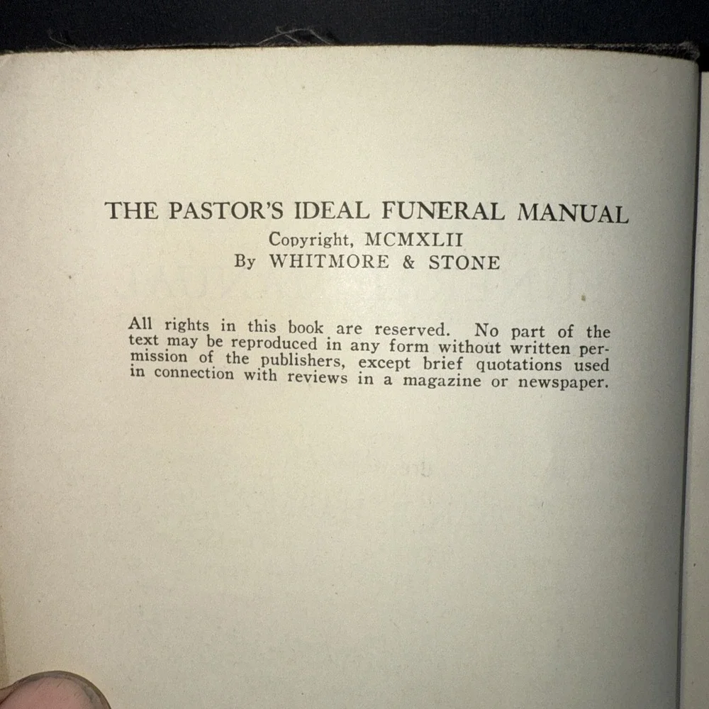 1942 2ND EDITION-PASTOR'S IDEAL FUNERAL MANUAL-Nolan B HARMON-REFERENCE